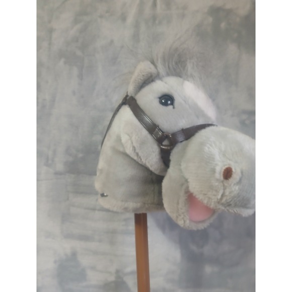 Vintage 1991 Great American Fun Corp Grey Plush Stick Hobby Horse Toy w/ Sounds - Picture 2 of 9
